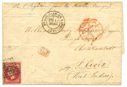 "Destination ST CROIX ANTILLES DANOISES" ; 1870 80c (n°32) Sur Lettre Avec Texte De ST GERMAIN EN L'HAYE Pour STE CROIX  - 1863-1870 Napoléon III. Laure