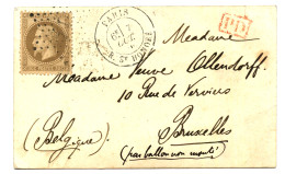 BALLON MONTE - CARTE Sans Mention Imprimée Avec Mention Manuscrite : 30c Obl. Etoile + PARIS 7 Oct 70 Sur CARTE Avec Men - Guerra De 1870