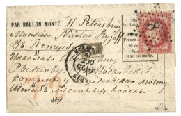 "BALLON-MONTE Pour La RUSSIE" : 80c (n°32) Obl. Etoile 8 + PARIS 25 Oct 70 Sur Lettre Avec Texte Pour ST PETERSBURG (RUS - Krieg 1870
