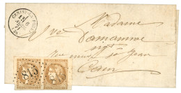 1871 Superbe Paire Du 10c BORDEAUX (n°43) Obl. GC 815 + T.16 CERISY-LA-FORET Sur Lettre. TTB. - 1870 Bordeaux Printing