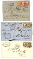 1867/75 Lot 3 Lettres De FRANCE Pour LA GRECE. TB. - 1871-1875 Ceres