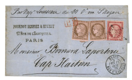 1873 CERES 10c (x2) + 80c Sur Lettre De PARIS Pour LE CAP HAITIEN (HAITI). Destination Rare. TTB. - 1871-1875 Ceres