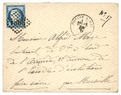 TARIF MILITAIRE Pour LA GOULETTE : 1871 25c CERES (n°60) Obl. GC 3981 + T.17 TOULON-S-MER Sur Enveloppe Pour L' ESCADRE  - 1871-1875 Cérès