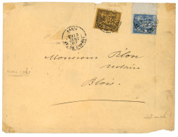 LEVEE EXCEPTIONNELLE : 1887 Sage 15c + 35c Obl. PARIS AV. DE L' OPERA / E1 Sur Enveloppe (verso Incomplet) Pour BLOIS. T - 1876-1898 Sage (Tipo II)