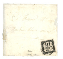 1859 10c TAXE Litho. (n°1) TTB Margé Obl. T.15 AVESNES-S-HELPE  Sur Lettre Pour AVESNES. Cote 850€. Signé SCHELLER. TTB. - Autres & Non Classés