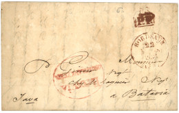 1836 P.P + T.13 BORDEAUX Rouge + BATAVIA ONGERFRANKEERD Rouge Sur Lettre Avec Texte Pour BATAVIA. TB. - Maritime Post