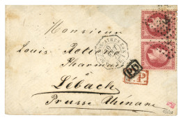 18701 Paire 80c (n°32) Obl. ANCRE + BUENOS-AYRES PAQ FR. J N°2 Sur Enveloppe Pour LEBACH (PRUSSE). Affrt Rare à 1F60 Pou - Maritime Post