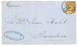 1882 25c Sage Obl. Cachet Espagnol BARCELONA (type Rare) Sur Lettre De MARSEILLE Pour BARCELONA. TTB. - Maritieme Post