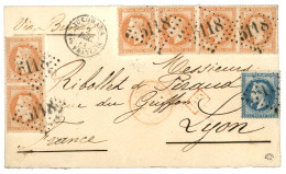 "Double Port à 2F60 - Voie De BRINDISI" : 1871 20c (n°29) + 40c (n°31)x6  Obl. GC 5118 + YOKOHAMA Bau FRANCAIS Sur Envel - 1849-1876: Classic Period