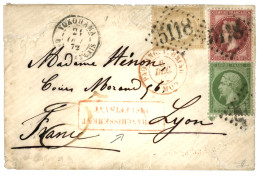 1872 5c Empire (n°20) + 80c (n°32) + 15c CERES (n°59) Obl. GC 5118 + YOKOHAMA Bau FRANCAIS + AFFRANCHISSEMENT INSUFFISAN - 1849-1876: Classic Period