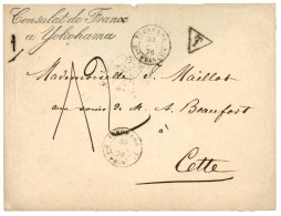 CONSULAT DE FRANCE A YOKOHAMA : 1876  YOKOHAMA Bau FRANCAIS + Taxe 12 + CONSULAT DE FRANCE à YOKOHAMA Sur Enveloppe Pour - 1849-1876: Periodo Clásico