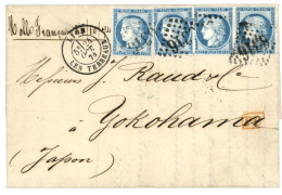 1874 25c CERES (n°60)x4  Obl. GC 6316 Sur Lettre De LYON Pour YOKOHAMA (JAPON). Verso, YOKHOAMA Bau FRANCAIS. Superbe. - 1849-1876: Classic Period