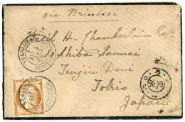 1880 40c Siège (n°38) Obl. VERSAILLES Sur Enveloppe Via BRINDISI Pour TOKYO (JAPON). Verso, Cachet Anglais YOKOHAMA. Rar - 1877-1920: Semi-moderne Periode