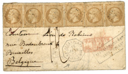 ALEXANDRIE - POSTE MARITIME : 1867 10c (n°21)x6 Obl. ANCRE + ALEXANDRIE PAQ. FR. V N°1 + Taxe 12 + AFFRT INSUFF. Sur Env - 1849-1876: Classic Period