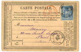 ALEXANDRIE - CARTE PRECURSEUR : 1878 15c SAGE Obl. ALEXANDRIE EGYPTE Sur CARTE PRECURSEUR Pour PARIS. RARE Dans Cette Qu - 1877-1920: Semi Modern Period