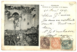 BEYROUTH : 1907 LEVANT 2c + 3c + 5c BLANC Obl. CORR. D'ARMEES BEYROUTH Sur Carte Pour La FRANCE. TTB. - 1877-1920: Periodo Semi Moderno