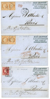 1873 Lot 3 Lettres De CONSTANTINOPLE Via SMYRNE Ou MARSEILLE Pour PARIS. Superbe. - 1849-1876: Periodo Clásico