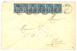 "DJERBA - Affrt à 90c" : 1886 15c SAGE (x6), 1 Ex. Pd Obl. DJERBA TUNISIE Sur Enveloppe Pour TUNIS. Combinaison Exceptio - 1877-1920: Période Semi Moderne