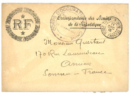 CHINE : 1916 TIEN-TSIN + CORPS OCCUPATION CHINE Sur CARTE Militaire Spéciale (type Rare) Pour La France. TTB. - Other & Unclassified