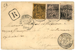 1892 Mixte COLONIES GENERALES 35c + CONGO Provisoire 5 S/ 25c (n°4) + 10 S/ 25c (n°5) Obl. LIBREVILLE CONGO FRANCAIS Sur - Other & Unclassified