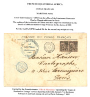 1892 COLONIES GENERALES Paire 25c Obl. LIBREVILLE CONGO FRANCAIS Sur Enveloppe (double Port) Pour Mr HANSEN CARTOGRAPHE  - Altri & Non Classificati