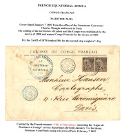 1892 COLONIES GENERALES Paire 25c Obl. LIBREVILLE CONGO FRANCAIS Sur Enveloppe (double Port) Pour Mr HANSEN CARTOGRAPHE  - Otros & Sin Clasificación