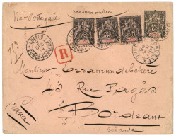 "LOANGO" : 1895 Entier 25c + 25c (x3) Obl. LOANGO, En RECOMMANDE Pour BORDEAUX. Superbe. - Autres & Non Classés