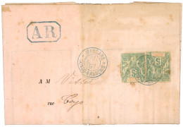 "MASSABE - Fraude Postale" : 1897 5c Groupe (entier Découpé)x2 Obl. MASSABE CONGO FRANCAIS + A.R Sur AVIS DE RECEPTION P - Otros & Sin Clasificación