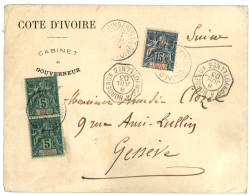 COTE D' IVOIRE : 1903 Paire 5c + 15c Obl. BINGUERVILLE Sur Lettre Pour La SUISSE. Certificat BEHR. TB. - Autres & Non Classés