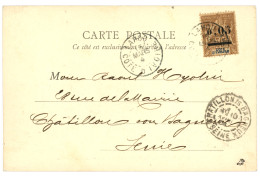 COTE D' IVOIRE : 1904 Provisoire 0,05 S/ 30c (n°18) Obl. LAHOU Sur Carte Pour La FRANCE. Timbre Rare Sur Lettre (cote Dé - Andere & Zonder Classificatie