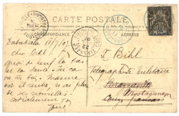 COTE D' IVOIRE : 1907 10c (pd) Obl. DABAKALA COTE D' IVOIRE Bleu + TIASSALE Sur Carte Pour Le GABON. TB. - Altri & Non Classificati