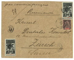 GUINEE : 1908 Mixte 25c Groupe (pd) + PALMIER 20c (x2) Lettre RECOM. CONAKRY Pour ZURICH. TB. - Other & Unclassified