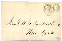 INDOCHINE : 1877 COLONIES GENERALES Magnifique Paire Du 4c CERES (n°16) Obl. COCHINCHINE SAIGON Sur Lettre Pour NEW YORK - Other & Unclassified