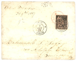 YANAON : 1887 COLONIES GENERALES 25c Obl. INDE YANAON Sur Enveloppe Pour La FRANCE. Le Bureau De YANAON Est Rarissime Av - Other & Unclassified