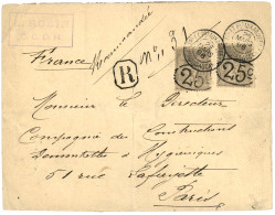 MADAGASCAR : 1893 "ELLIPSE" 2 Exemplaires 25 S/ 3c (n°25), 1 Ex. Léger Pli D' Angle Sur Enveloppe RECOMMANDEE Pour PARIS - Otros & Sin Clasificación