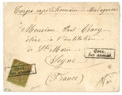MADAGASCAR - 1ére EXPEDITION MILITAIRE (1883-85) : 1885 COLONIES GENERALES 20c Obl. Cachet Encadré CORR. DES ARMEES (rar - Otros & Sin Clasificación