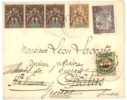 MADAGASCAR : 1904 1c "ZEBU" + Type Groupe 2c + 4c (x3) Obl. MAJUNGA Sur Lettre Pour La FRANCE Redirigée à GENEVE (SUISSE - Autres & Non Classés