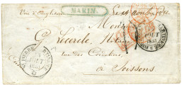 MARTINIQUE : 1851 Cachet Bleu MARIN + Taxe 15 Sur Lettre Pour La FRANCE. RARETE. Superbe. - Otros & Sin Clasificación