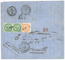MARTINIQUE : 1867 AIGLE Paire 5c + 40c Obl. MQE + MARTINIQUE ST PIERRE Sur Lettre (pd) Pour La FRANCE. Verso, Cachet Rar - Other & Unclassified