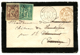 MARTINIQUE - STE MARIE : 1879 CG 5c + 20c SAGE TTB Margés Obl. MARTINIQUE STE MARIE Sur Env. Pour La FRANCE. TB. - Otros & Sin Clasificación