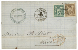 MARTINIQUE : 1879 CG SAGE 5c + 30c Obl. MARTINIQUE ST PIERRE Sur Lettre Pour La FRANCE. Superbe. - Otros & Sin Clasificación