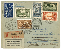 MAROC : 1923 Affrt Mixte MAROC / SUISSE Sur Lettre Par AVION De RABAT Pour La SUISSE. TTB. - Andere & Zonder Classificatie