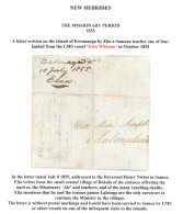 NLLES HEBRIDES - PRECURSEUR : 1855 Lettre De L' Ile D' ERROMANGA (mention EROMANGA 18 July 1855) Avec Texte Daté Du Vill - Andere & Zonder Classificatie