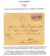 NLLES HEBRIDES : 1909 10c (x2) Obl. Nlle HEBRIDES Pt SANDWICH Sur Lettre Pour La FRANCE. RARE. TB. - Autres & Non Classés