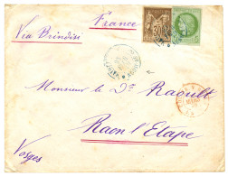 NOSSI-BE : 1879 CG 5c CERES + 30c SAGE Obl. MAYOTTE ET DEP. NOSSI-BE Sur Env. Pour La FRANCE. Tarif VOIE De MER à 35c. R - Autres & Non Classés