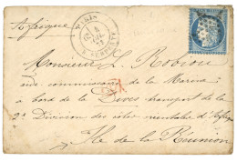 TARIF MILITAIRE Pour L' ILE DE LA REUNION : 1873 25c CERES (n°60) Sur Enveloppe De PARIS Pour LA REUNION. RARE. TB. - Other & Unclassified