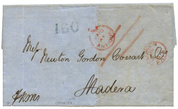 "PAID At ANTIGUA To MADEIRA" : 1861 Crown Circle PAID AT ANTIGUA + "160" Portuguese Tax Marking On Entire Letter To MADE - Otros & Sin Clasificación