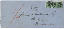 ANTIGUA :1876 6d (x3) Canc. A02 + ANTIGUA (verso) + Large Cds BARBADOES  On Envelope To BARBADOS. Vvf. - Otros & Sin Clasificación