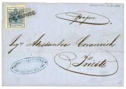 AUSTRIA : 1858 9k Canc. SEBENICO COL VAPORE On Entire Letter To TRIESTE. RARE. Superb. - Sonstige & Ohne Zuordnung