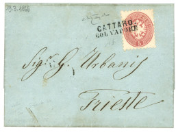 AUSTRIA :1866 5k Canc. CATTARO COL VAPORE On Entire Letter To TRIESTE. Superb. - Other & Unclassified